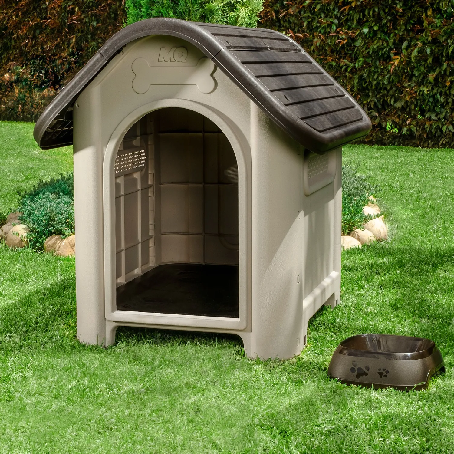 Casa Para Perros Plástica 74.5x60x66cm Mediano Wengue 3