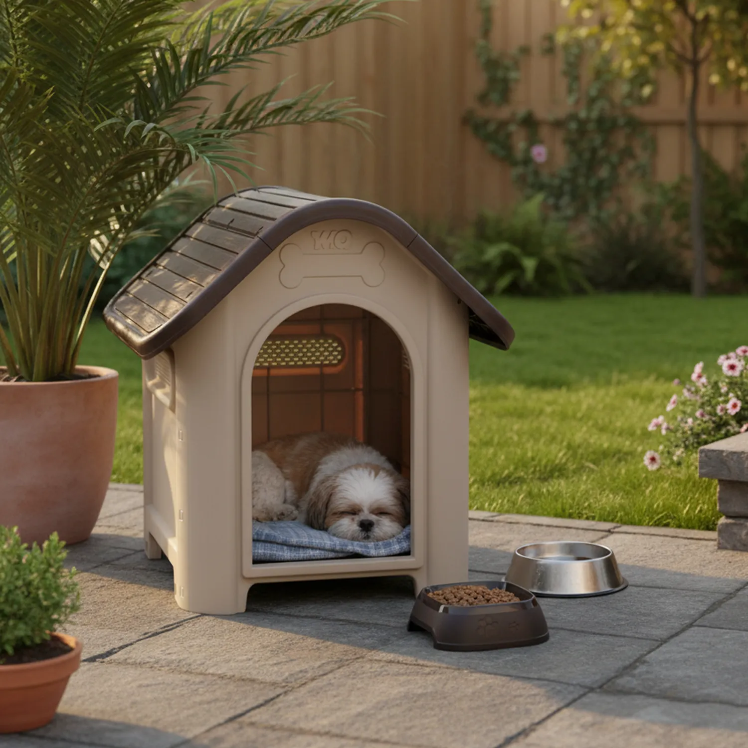 Casa Para Perros Plástica 74.5x60x66cm Mediano Wengue