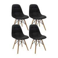 Set x4 Silla Botones Eames Acolchada Negro