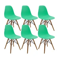 Set X 6 Silla Comedor Eames Patas Madera Verde Menta