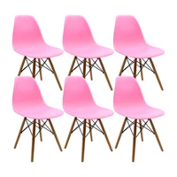 Set X 6 Silla Comedor Eames Patas Madera Rosado