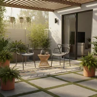 Set x4 Sillas Solna Modernas de Polipropileno para Terraza o Jardín Gris