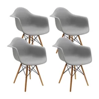 Set X4 Silla Eames Con Brazos Patas Madera Gris