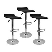 Set X3 Silla Tapizada Lisa Tipo Bar Negro