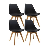 Set x4 Silla Oslo Asiento Tapizado Patas Madera Negro