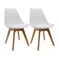 Set x2 Silla Oslo Asiento Tapizado Patas Madera Blanco