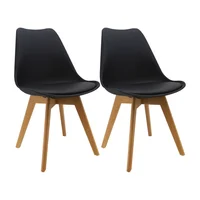 Set x2 Silla Oslo Asiento Tapizado Patas Madera Negro