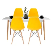 Comedor White 73X120X60 + 4 Sillas Eames Amarillo