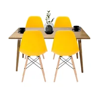 Comedor Mad Robledo 73X120X60 + 4 Sillas Eames Amarillo