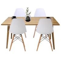Comedor Mad Robledo 73X120X60 + 4 Sillas Eames Blanco