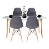 Comedor White 73X120X60 + 4 Sillas Eames Gris