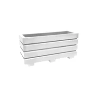 Jardinera Plástica Rectangular Acanalada 69x25x33cm Blanco