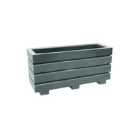 Jardinera Plástica Rectangular Acanalada 69x25x33cm Gris Piedra