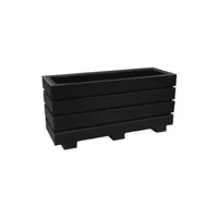 Jardinera Plástica Rectangular Acanalada 69x25x33cm Negro
