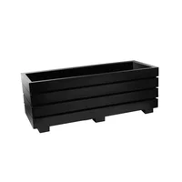 Jardinera Plástica Rectangular Acanalada 90x35x33cm Negro