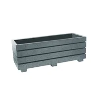 Jardinera Plástica Rectangular Acanalada 90x35x33cm Gris Piedra