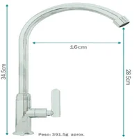 Grifería Base Redonda Cuello Ganso Lavaplatos Consumo 8.3 l/min