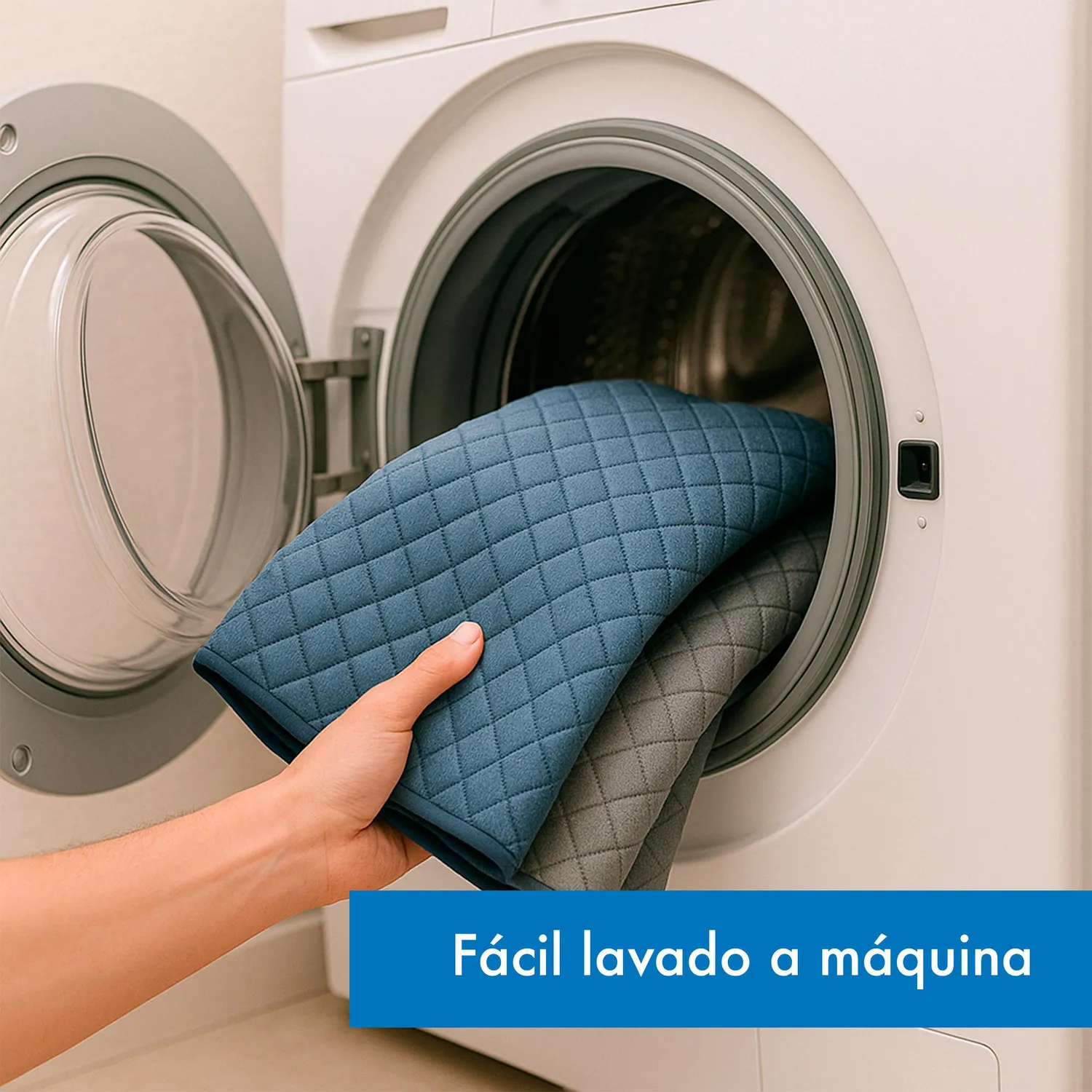 Forro Protector de Sofá Doble Faz 1 Puesto Gris/Azul 60 x 180 cm 7