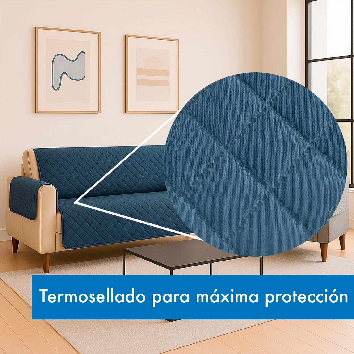 Forro Protector de Sofá Doble Faz 1 Puesto Gris/Azul 60 x 180 cm 8