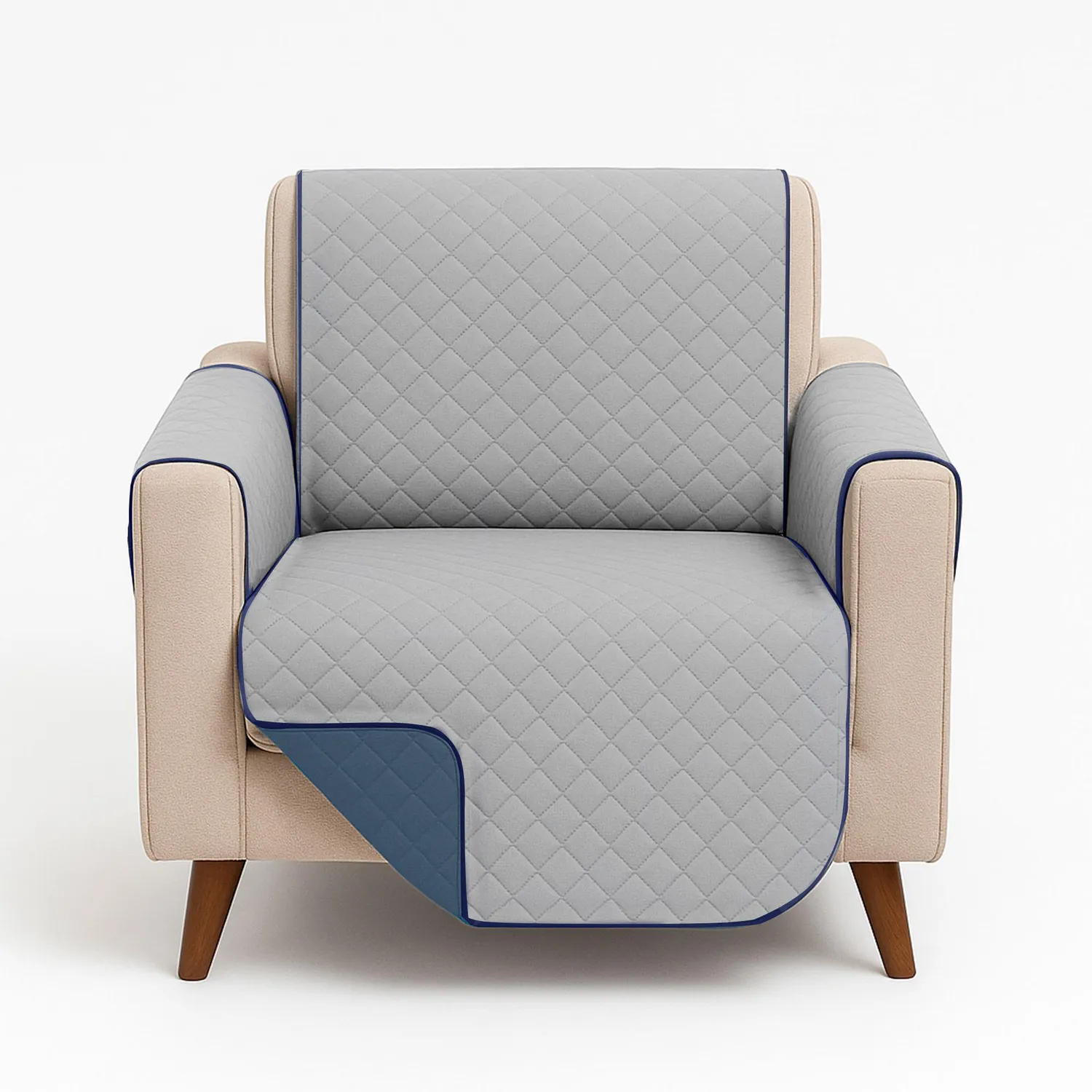 Forro Protector de Sofá Doble Faz 1 Puesto Gris/Azul 60 x 180 cm 12