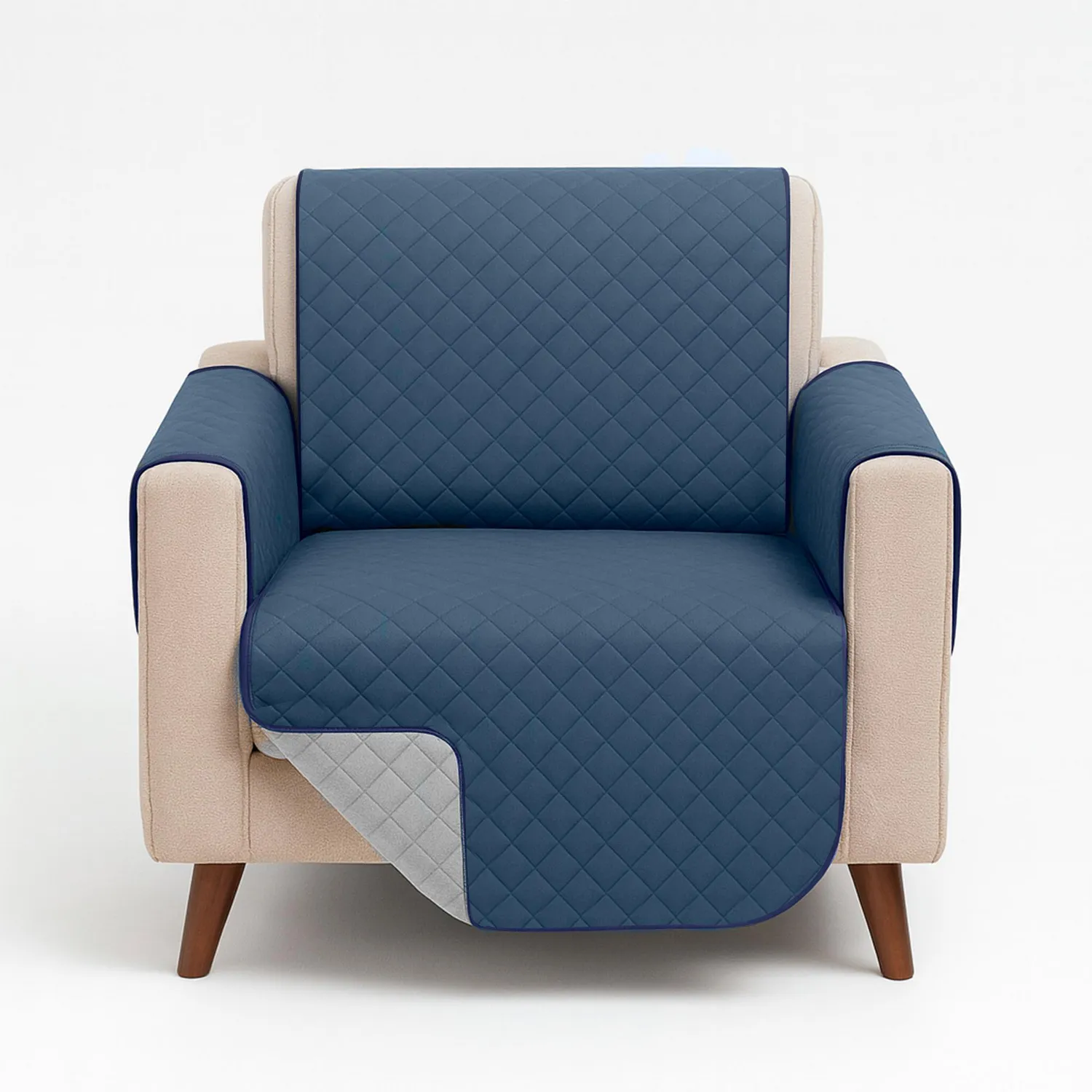 Forro Protector de Sofá Doble Faz 1 Puesto Gris/Azul 60 x 180 cm 13