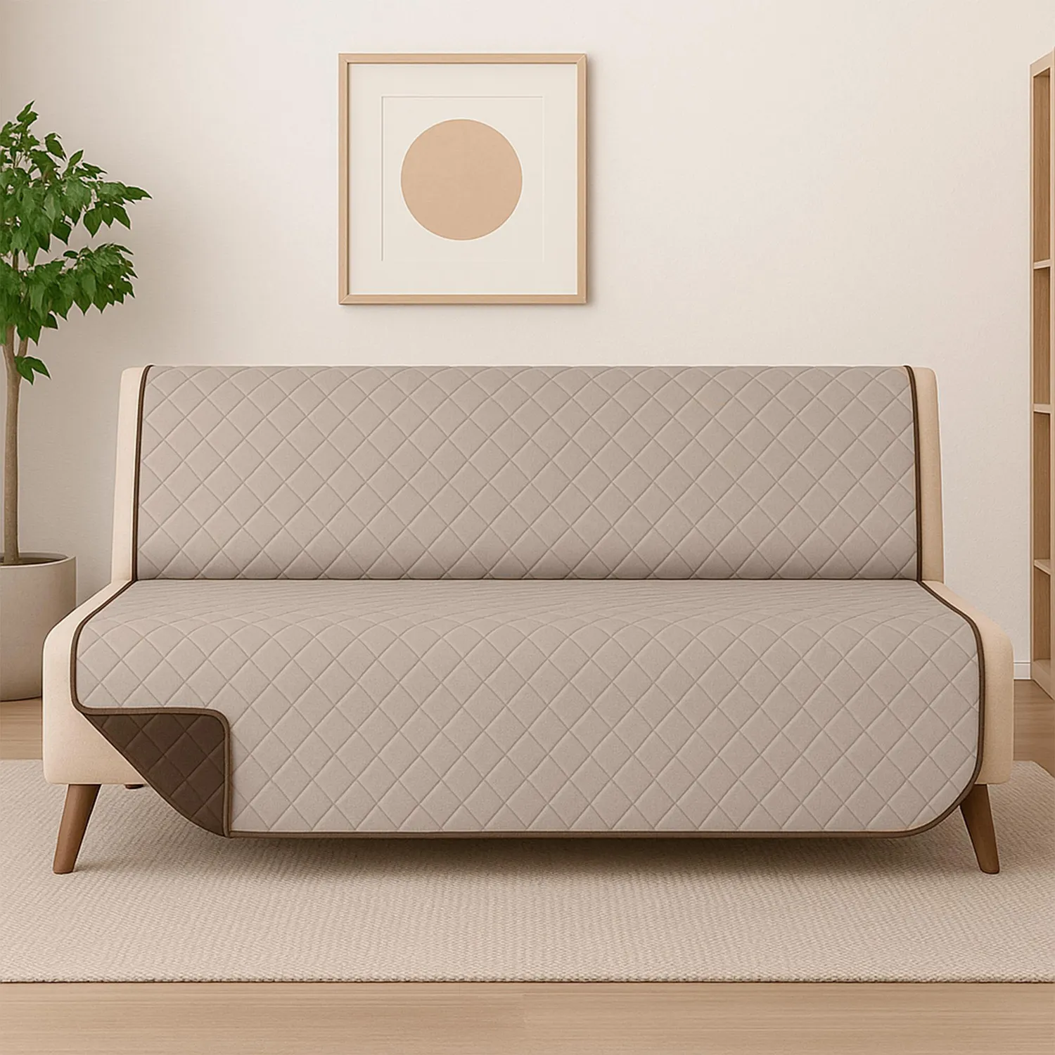 Protector de Sofá Cama Click Clack Doble Faz Choco/Beige 180 x 180 cm