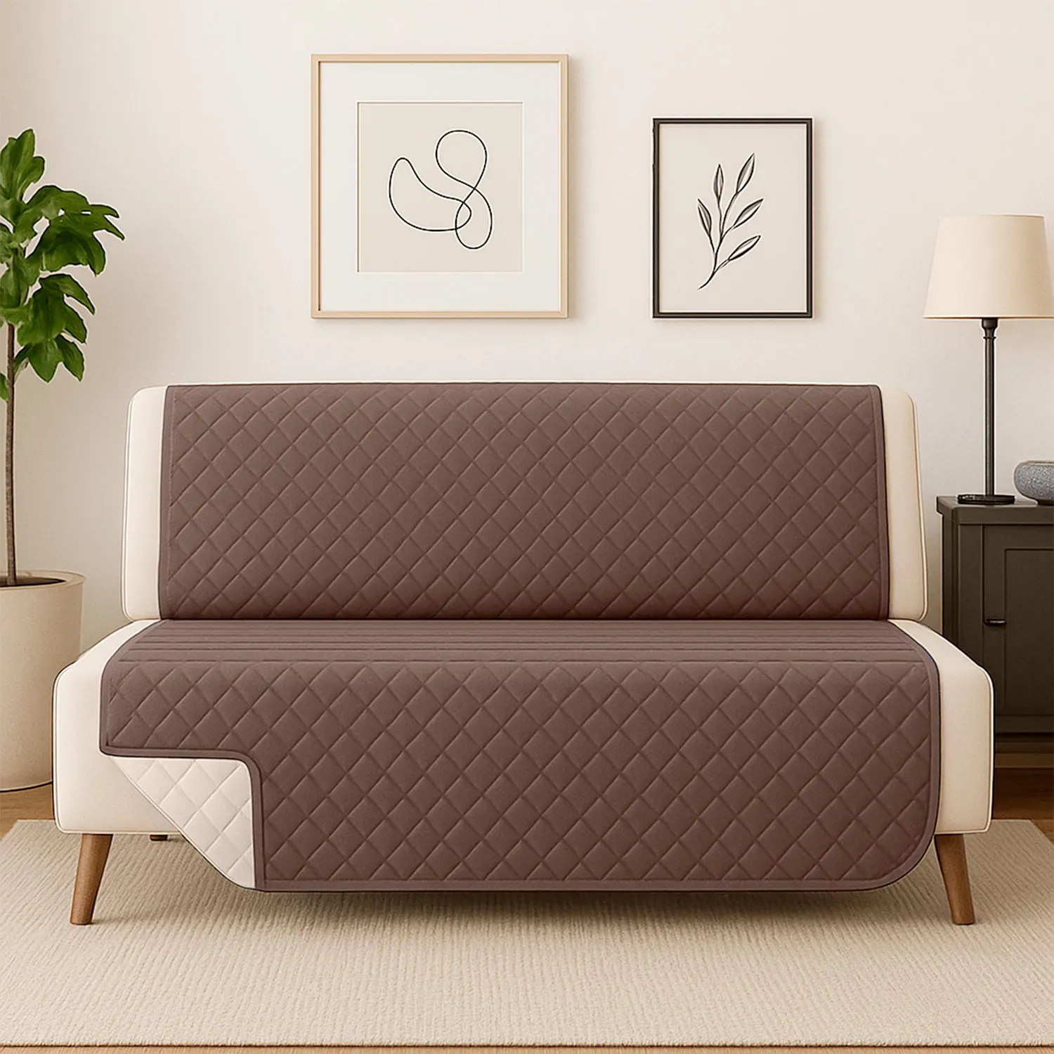 Protector de Sofá Cama Click Clack Doble Faz Choco/Beige 180 x 180 cm