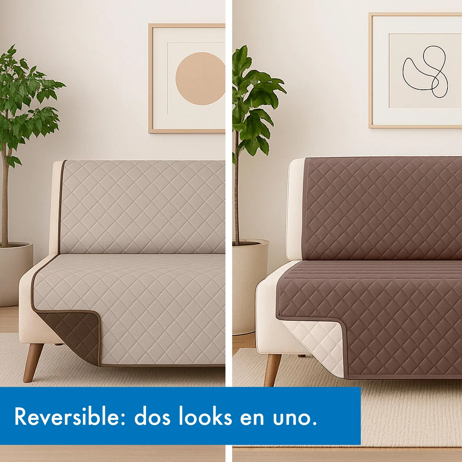 Protector de Sofá Cama Click Clack Doble Faz Choco/Beige 180 x 180 cm 6