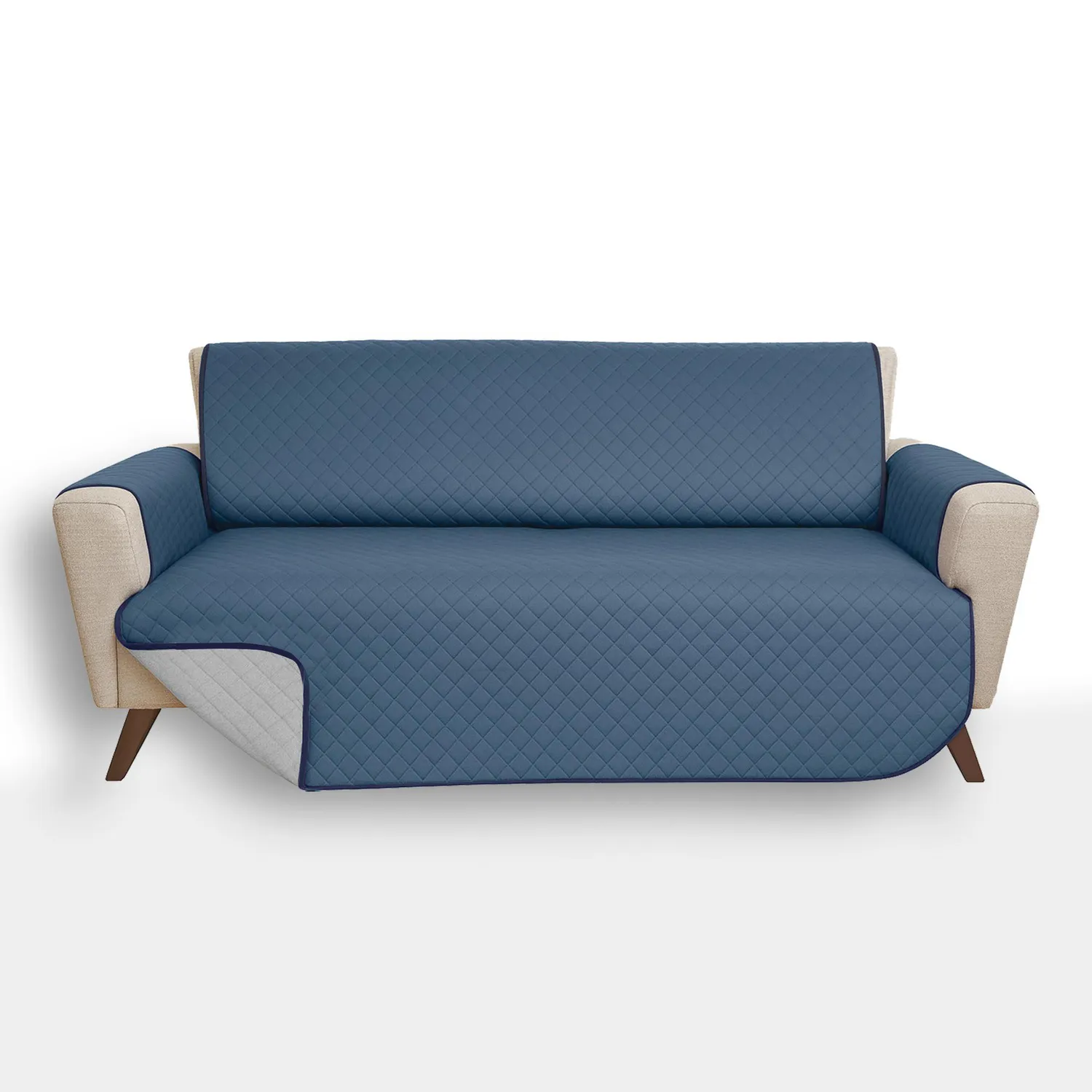 Forro Protector de Sofá Doble Faz 3 puestos Azul/Gris 180 x 180 cm 12