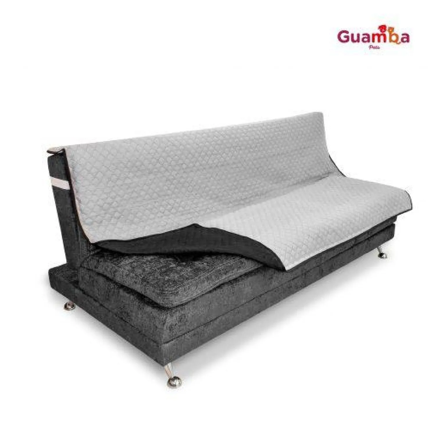 Protector de Sofá Cama 3 puestos Sin Brazos Gris/Negro 180 x180 cm 10