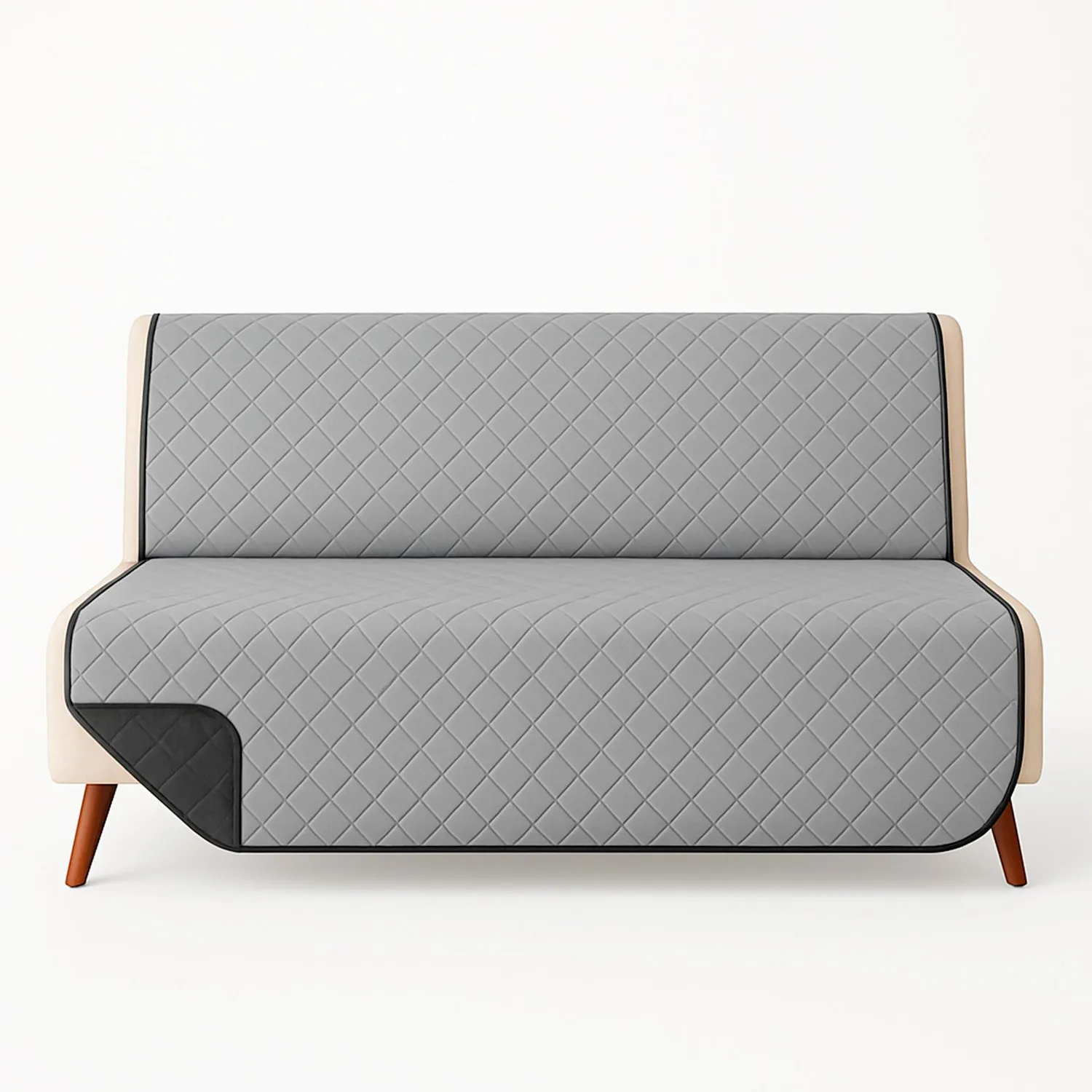 Protector de Sofá Cama 3 puestos Sin Brazos Gris/Negro 180 x180 cm 12