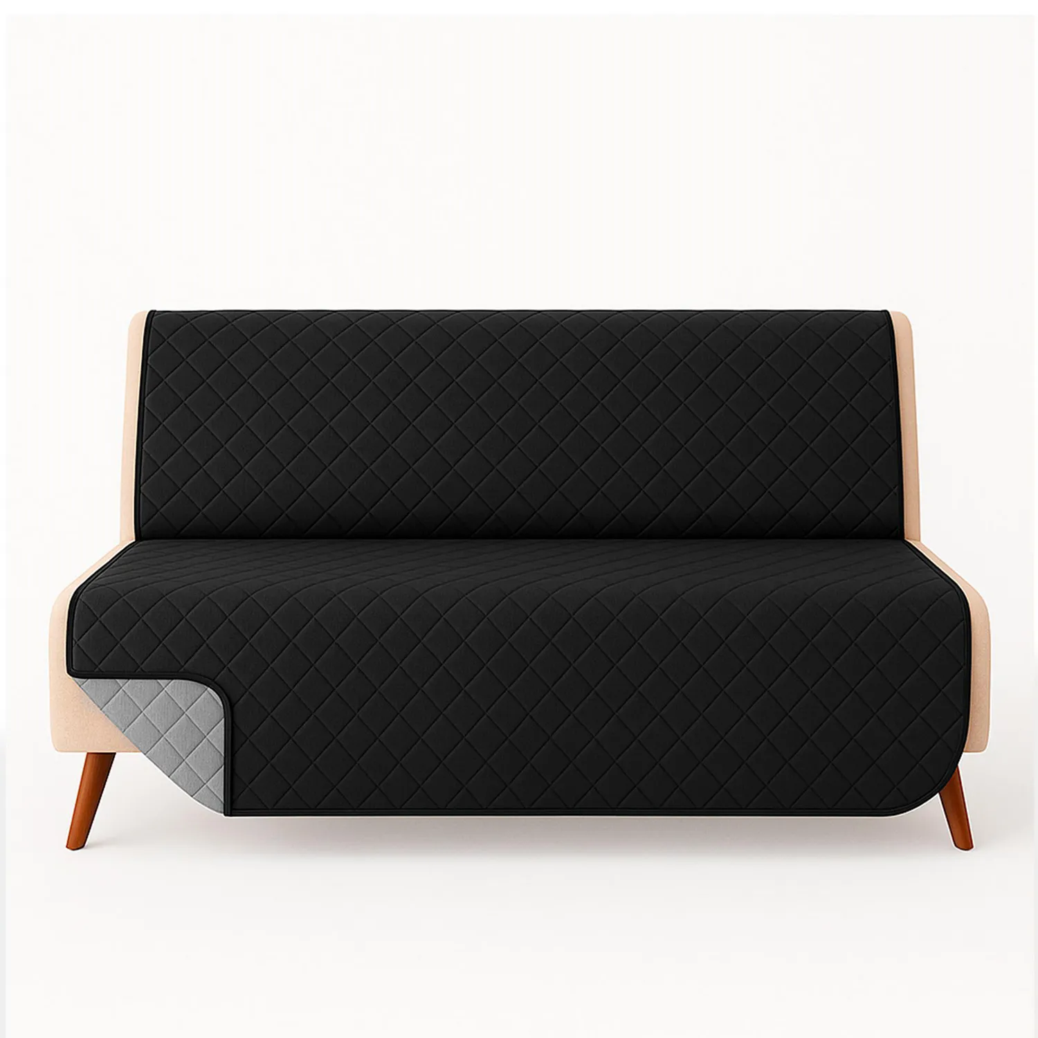 Protector de Sofá Cama 3 puestos Sin Brazos Gris/Negro 180 x180 cm 13