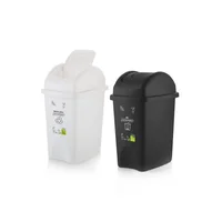 Set Canecas Plástica 10L Blanco Reciclable Negro No aprovechables Con Tapa Vaiven
