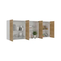 Gabinete Superior Vidrio 60X150X31.5 Blanco Madera Natural Rta Design