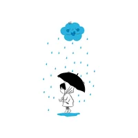 Vinilo Infantil Nina Bajo La Lluvia 60X100Cm