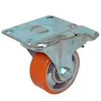 Rodachina PU giratoria c/freno, doble rodamiento 75 mm 3"