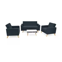 Sofá Baru + 2 Poltronas Tela Plomo + Mesa Barza