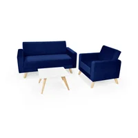 Sofá Baru + Poltrona Tela Azul + Mesa Nova