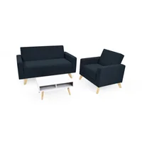 Sofá Baru + Poltrona Plomo + Mesa Barza