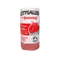 Bolsa para Basura Citysalud 65x85cm 50Und c/u Mediana Rojo Set X 18 Rollos