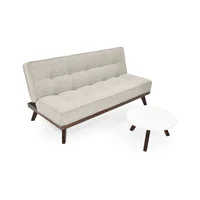 Sofá Lucerna Taupe + Mesa Charlotte