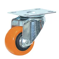 Rodachina giratoria doble rodamiento Naranja PVC 40 mm