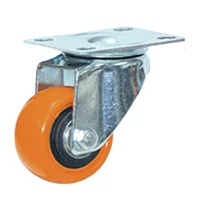 Rodachina giratoria doble rodamiento Naranja PVC 50 mm