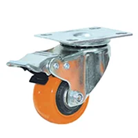 Rodachina giratoria freno doble rodamiento Naranja PVC 40 mm
