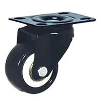 Rodachina giratoria, doble rodamiento negra PVC 65 mm