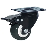 Rodachina giratoria con freno doble rodamiento negra PVC 65 mm