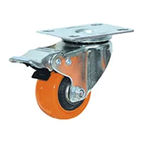 Rodachina giratoria freno doble rodamiento Naranja PVC 50 mm