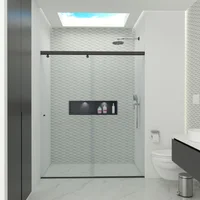 División De Baño 120 A 130cmx180cm Platinum Corr Negra 8mm