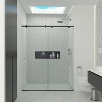 División De Baño 90 A 100cmx180cm Amiga Barra Negra 6mm