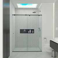 División De Baño 90 A 100cmx180cm Premium Barra Negra 6mm